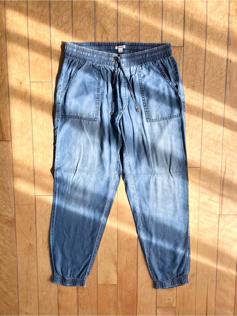 Ardene Lightweight Chambray Jogger Casual Utility Denim-Look Pants Size Large